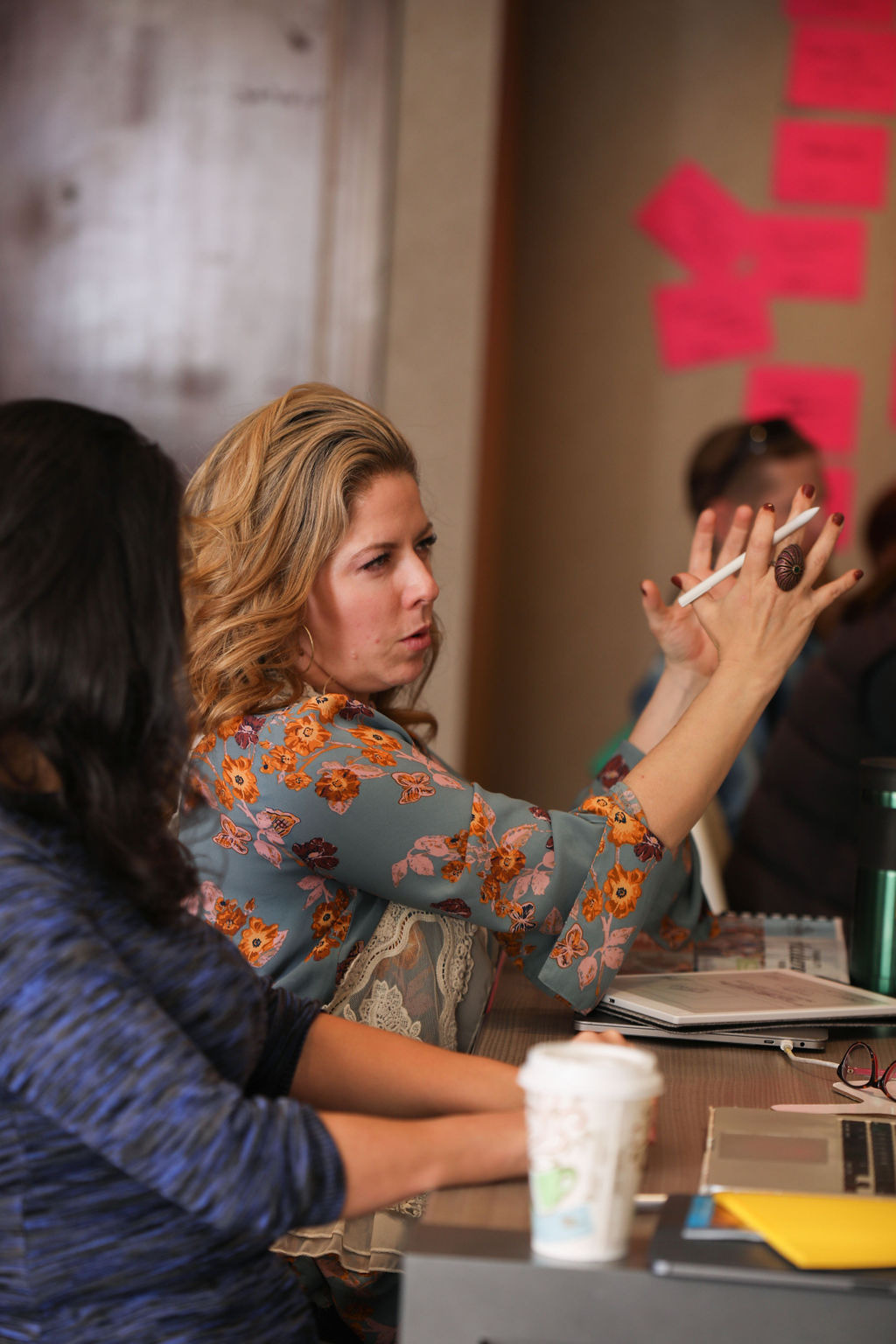 An attendee asking a question during the workshop